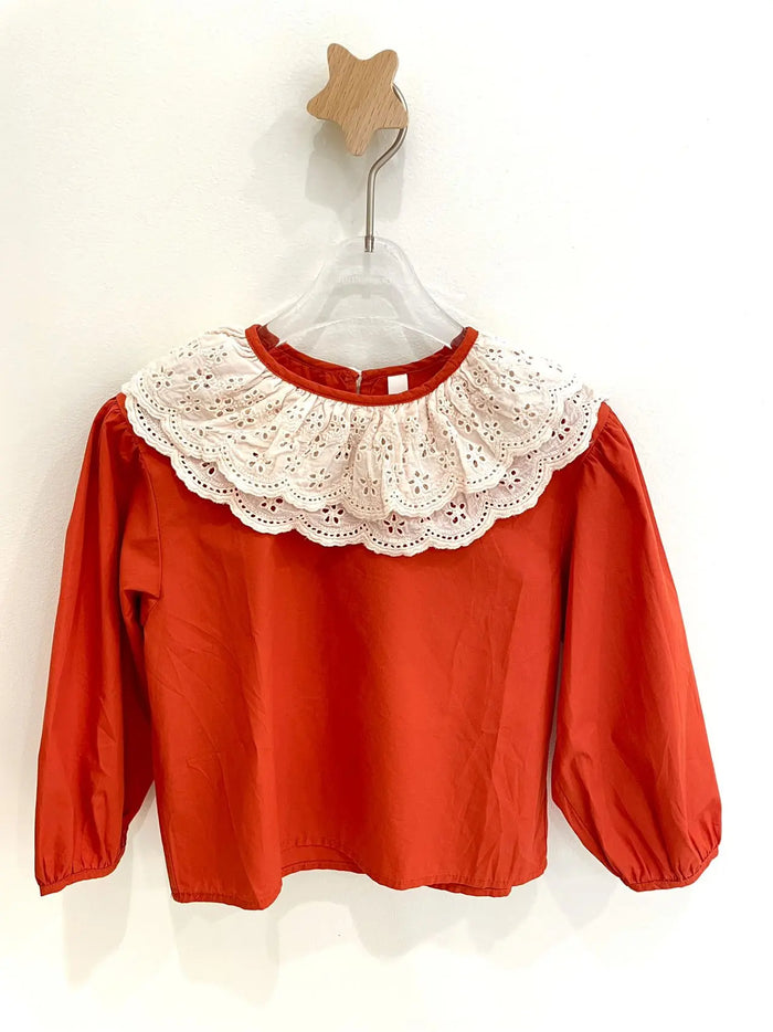 Royal Embroidered Collar Long Sleeve Shirt coconutnut.ca