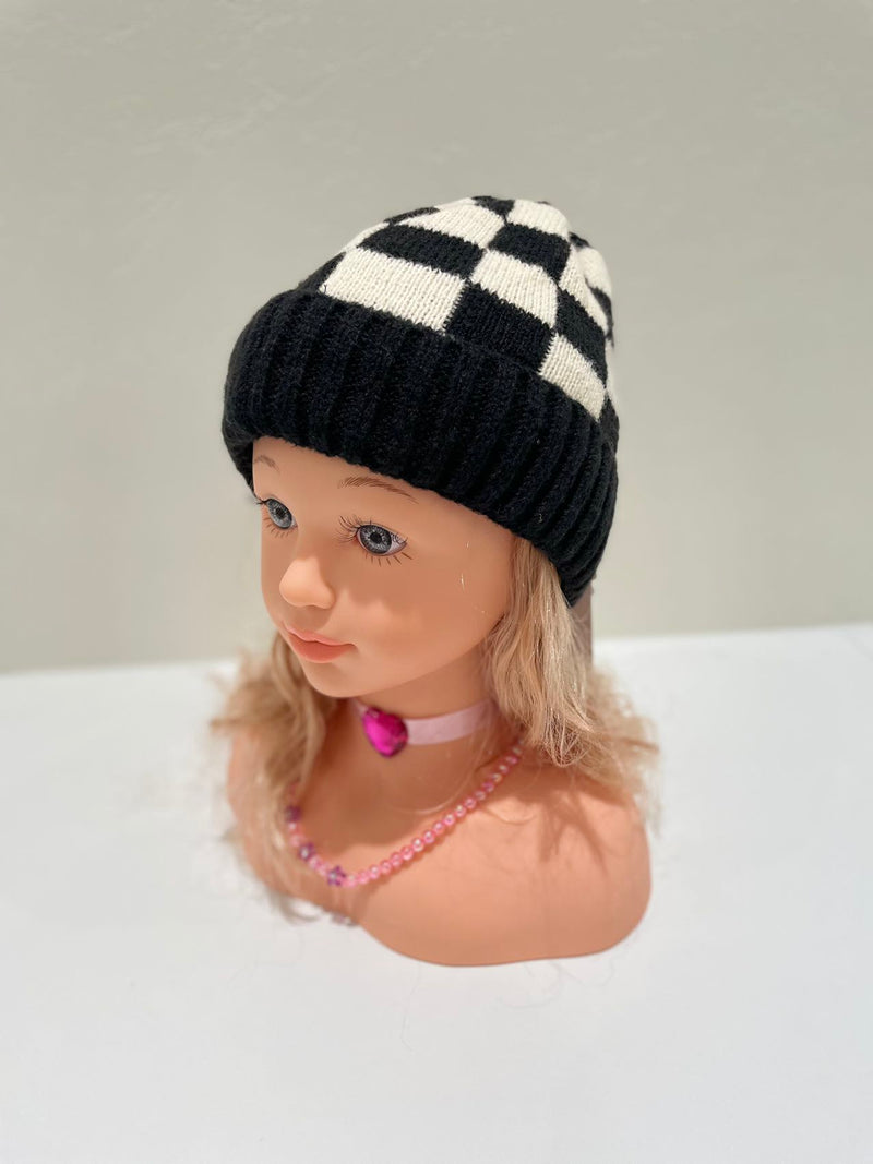 Toddlers Checkered Beanie