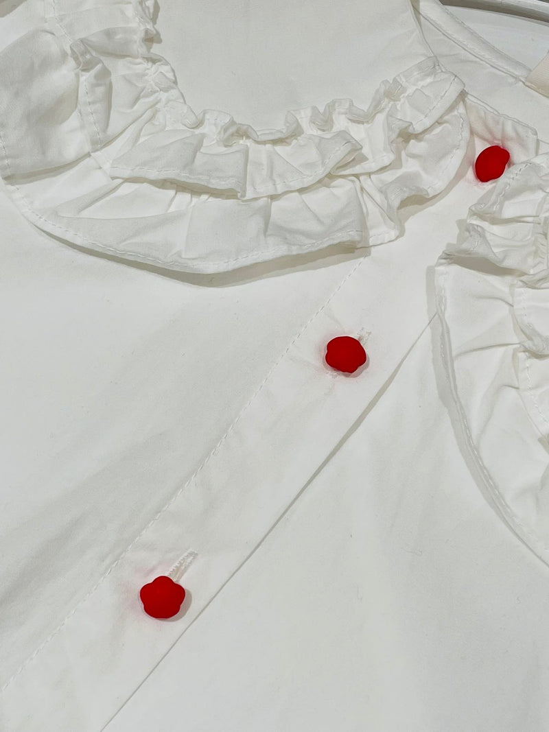 Ruffled White Peter Pan Shirt For Kids (Girls) Online in Winnipeg 