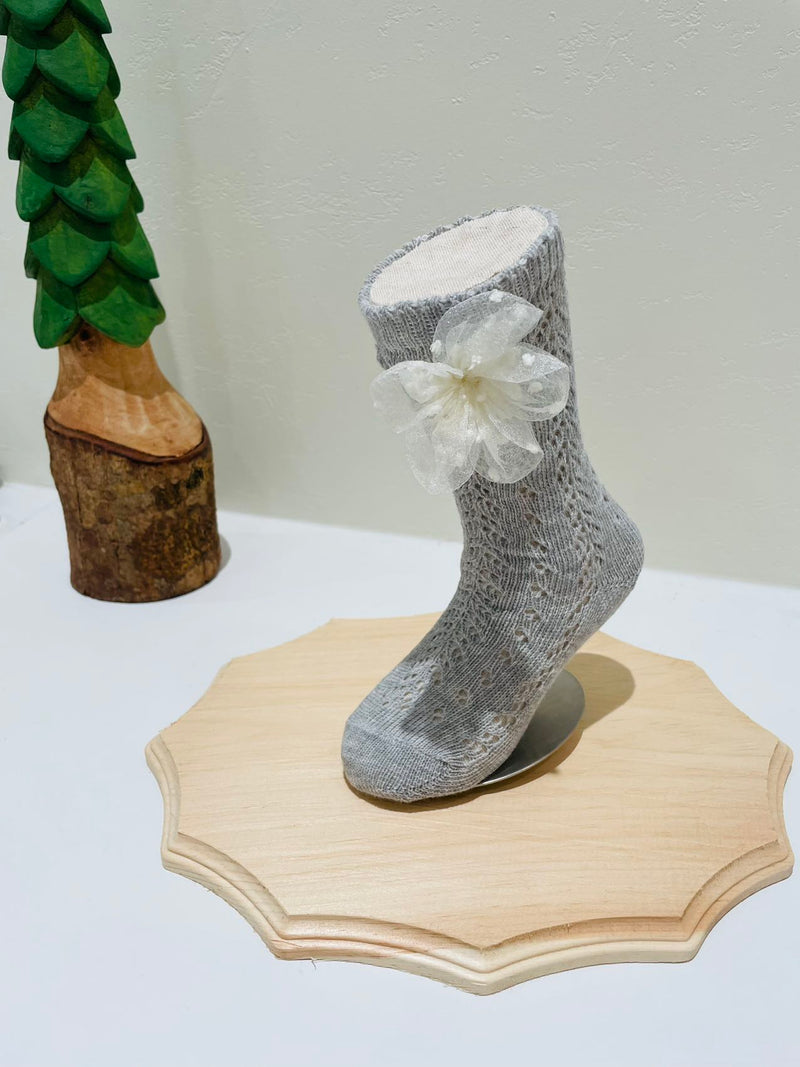 Polka Flower Knit Socks